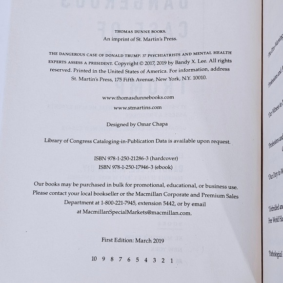 Bandy Lee The Dangerous Case of Donald Trump Updated Expanded 37 Hardcover 2019 - Picture 5 of 7